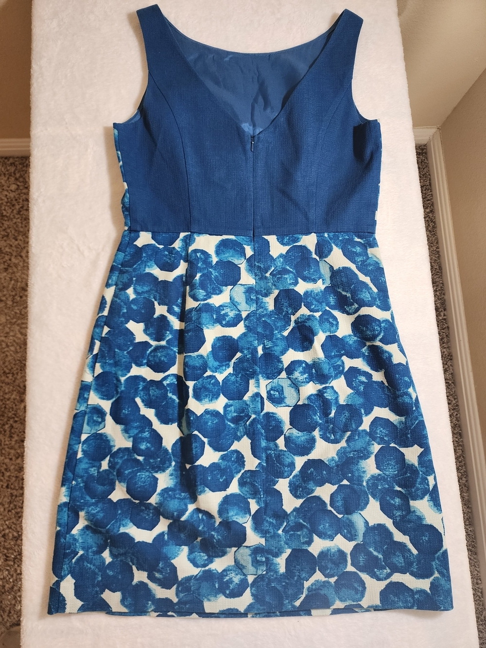 Anthropologie Tabitha Dress Womens 8 Blue Watercolor Gems Sheath Sleeveless Care - Picture 7 of 10